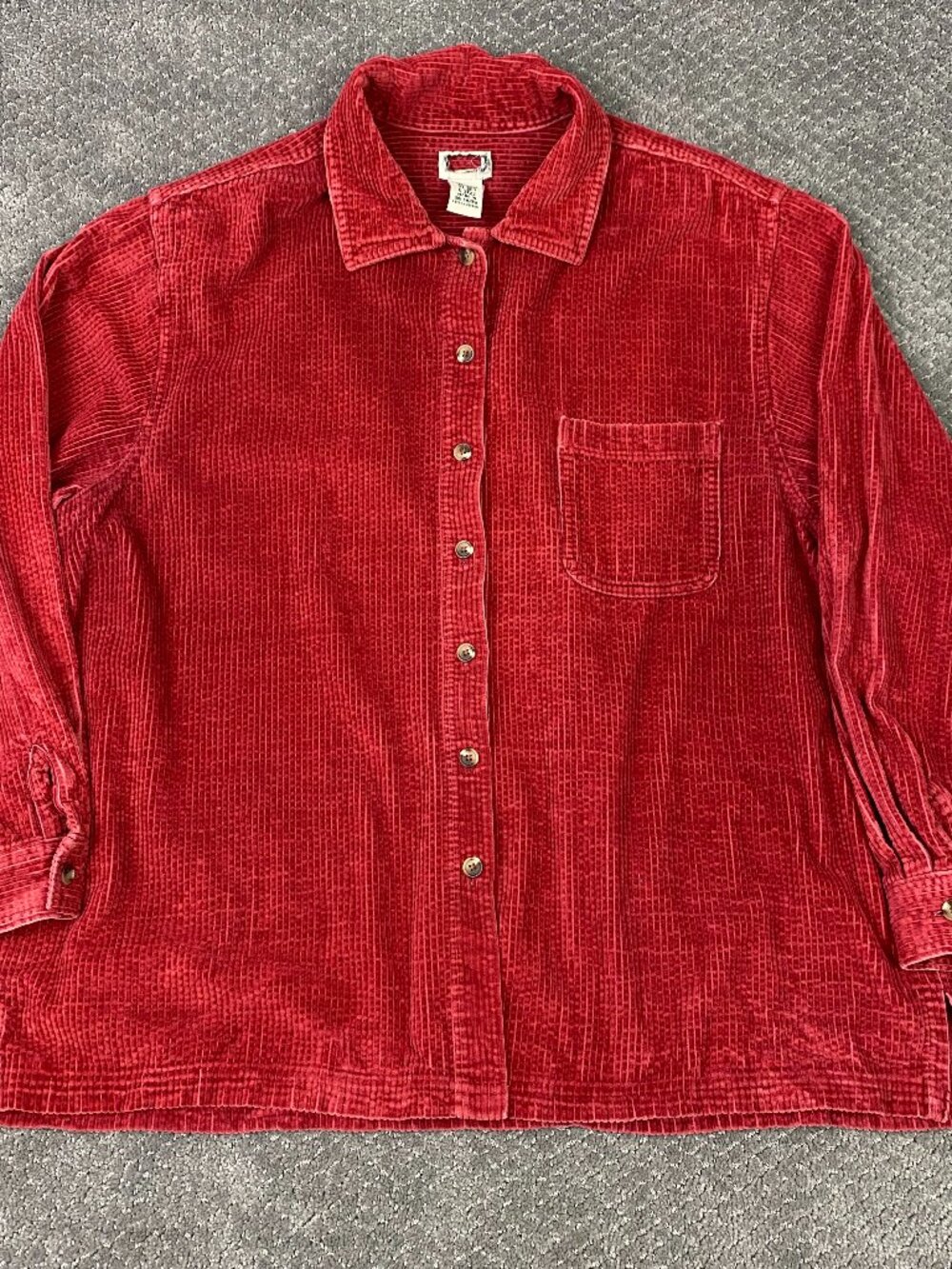 LL Bean Corduroy Shirt Jacket Overshirt Womens XL Red Button Up 0 QT22